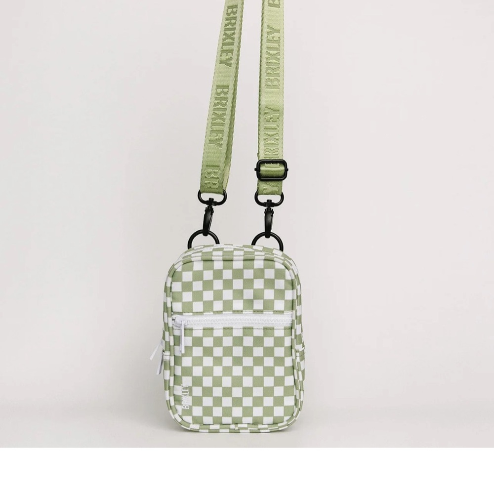 Brixley green checkered cross body